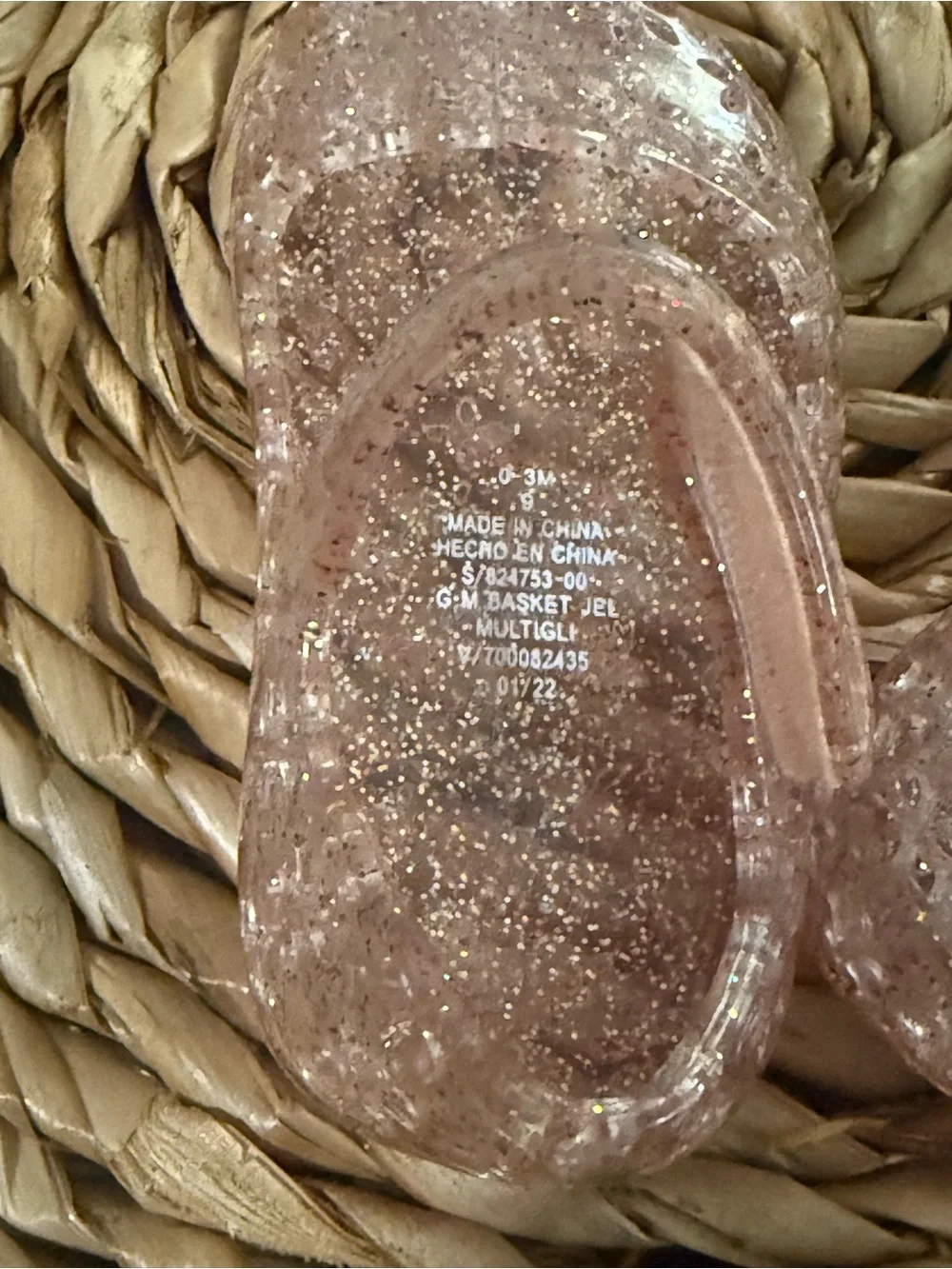Old Navy Rose Gold Glitter Jelly Mary Jane Sandals for Kids